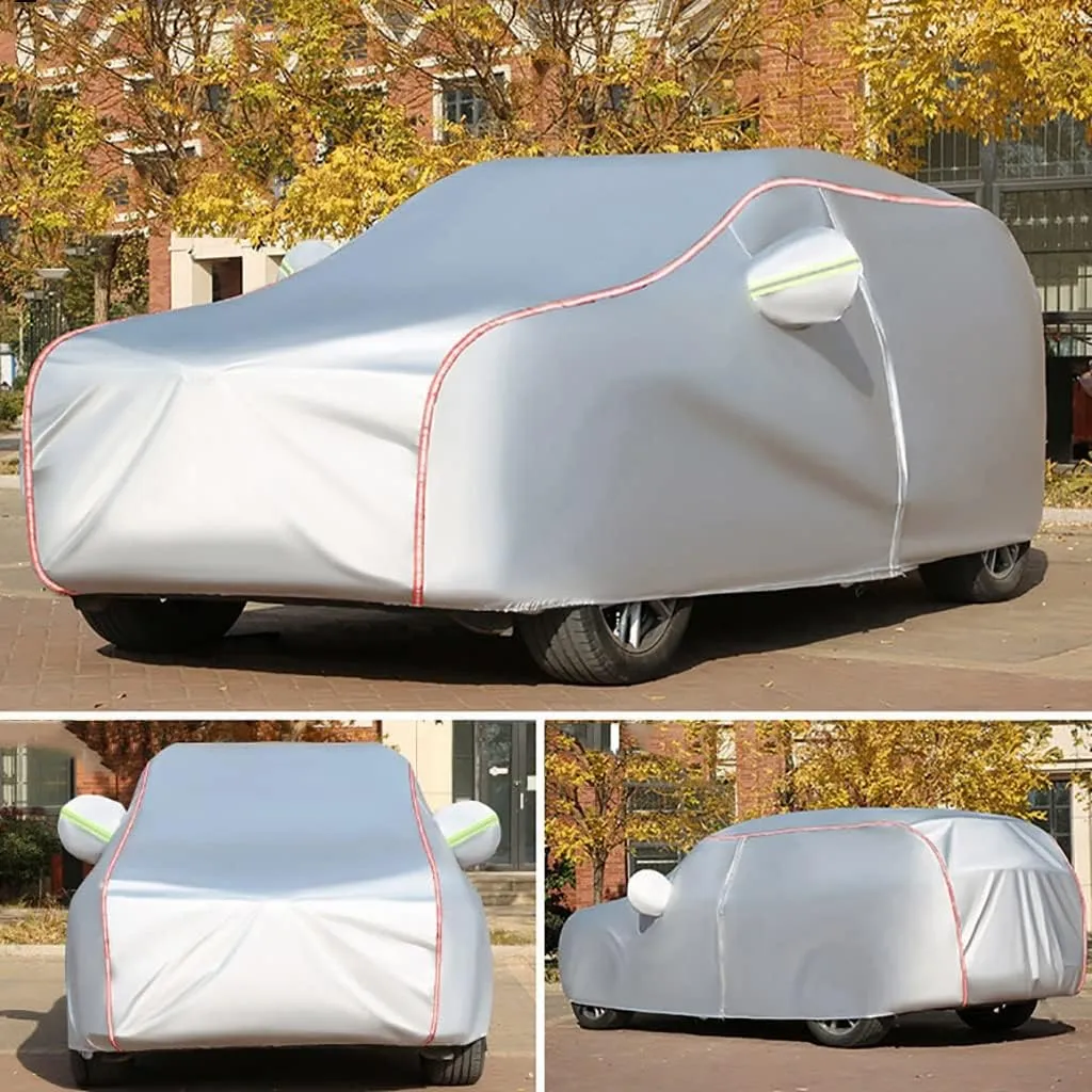 WOLWES Car Cover are Suitable for Chevrolet Spark All-Weather Windproof, Snowproof, Rainproof, UV-Protected and Breathable All-Season Universal with Side Door Zip Oxford Cloth Car Cover (Color : Whit