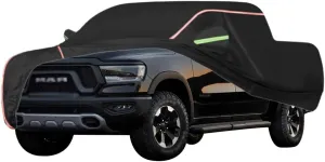 WOLWES Car Cover are Suitable for Dodge RAM All-Weather Windproof, Snowproof, Rainproof, UV-Protected and Breathable All-Season Universal with Side Door Zip Oxford Cloth Car Cover (Color : Black)