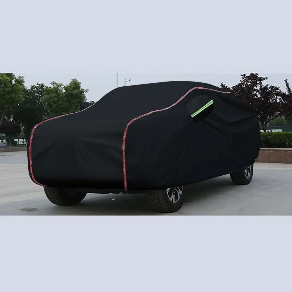 WOLWES Car Cover are Suitable for Dodge RAM All-Weather Windproof, Snowproof, Rainproof, UV-Protected and Breathable All-Season Universal with Side Door Zip Oxford Cloth Car Cover (Color : Black)