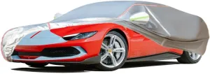 WOLWES Car Cover are Suitable for Ferrari 296 All-Weather Windproof, Snowproof, Rainproof, UV-Protected and Breathable All-Season Universal with Side Door Zip Oxford Cloth Car Cover (Color : White)