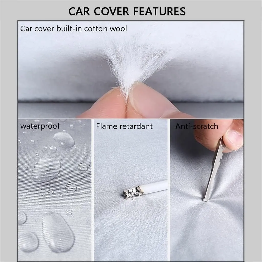 WOLWES Car Cover are Suitable for Fiat 500/500C/500E/Abarth 500 All-Weather Windproof, Snowproof, Rainproof, UV-Protected and Breathable All-Season Universal with Side Door Zip Oxford Cloth Car Cover