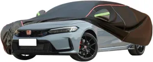 WOLWES Car Cover are Suitable for Honda Civic All-Weather Windproof, Snowproof, Rainproof, UV-Protected and Breathable All-Season Universal with Side Door Zip Oxford Cloth Car Cover (Color : Black)