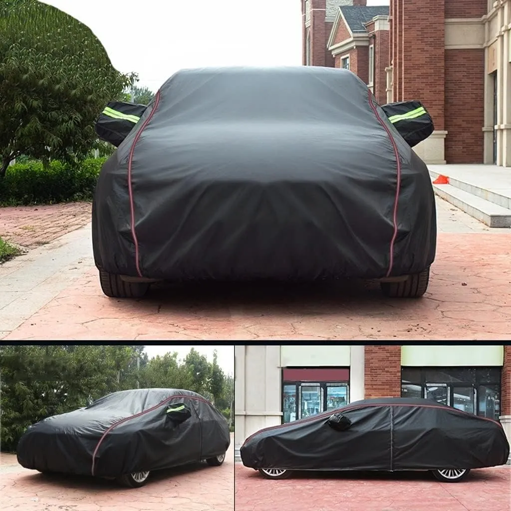 WOLWES Car Cover are Suitable for Honda Civic All-Weather Windproof, Snowproof, Rainproof, UV-Protected and Breathable All-Season Universal with Side Door Zip Oxford Cloth Car Cover (Color : Black)