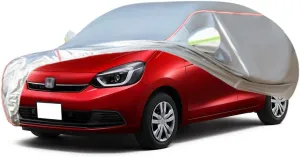 WOLWES Car Cover are Suitable for Honda Jazz All-Weather Windproof, Snowproof, Rainproof, UV-Protected and Breathable All-Season Universal with Side Door Zip Oxford Cloth Car Cover (Color : White)