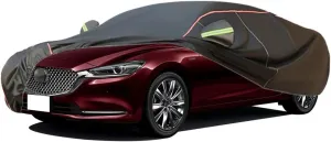 WOLWES Car Cover are Suitable for Mazda 6 Saloon All-Weather Windproof, Snowproof, Rainproof, UV-Protected and Breathable All-Season Universal with Side Door Zip Oxford Cloth Car Cover (Color : Black