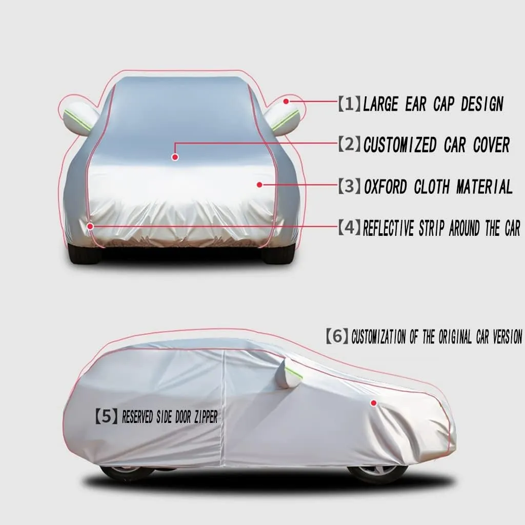 WOLWES Car Cover are Suitable for Nissan Patrol GR/DI/S/SVE All-Weather Windproof, Snowproof, Rainproof, UV-Protected and Breathable All-Season Universal with Side Door Zip Oxford Cloth Car Cover (Co