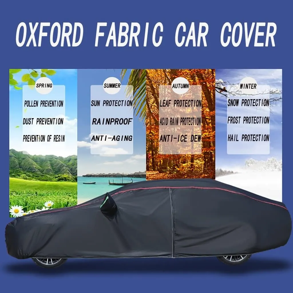 WOLWES Car Cover are Suitable for Nissan Patrol GR/DI/S/SVE All-Weather Windproof, Snowproof, Rainproof, UV-Protected and Breathable All-Season Universal with Side Door Zip Oxford Cloth Car Cover (Co