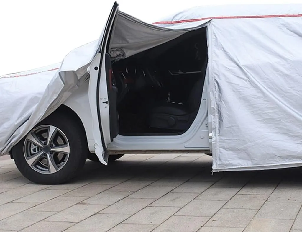 WOLWES Car Covers are Suitable for Ford F-150 Lightning Pro/XLT/Lariat/Platinum All-Weather Windproof, Snowproof, Rainproof, UV-Protected and Breathable All-Season Universal with Side Door Zip Oxford