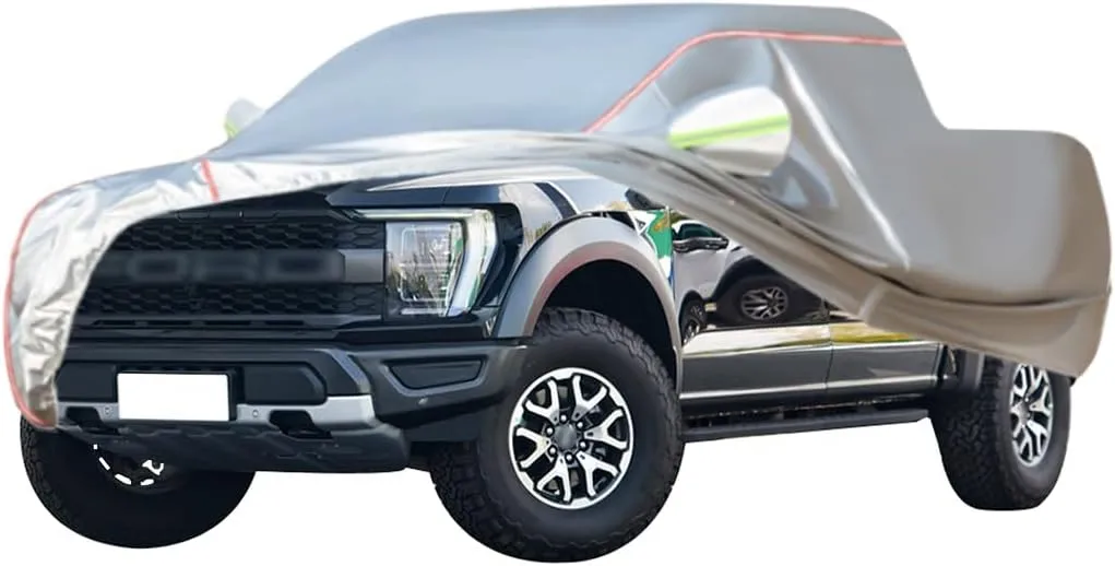 WOLWES Car Covers are Suitable for Ford F-150 Lightning Pro/XLT/Lariat/Platinum All-Weather Windproof, Snowproof, Rainproof, UV-Protected and Breathable All-Season Universal with Side Door Zip Oxford