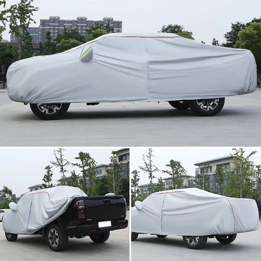 WOLWES Car Covers are Suitable for Ford F-150 Lightning Pro/XLT/Lariat/Platinum All-Weather Windproof, Snowproof, Rainproof, UV-Protected and Breathable All-Season Universal with Side Door Zip Oxford