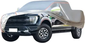 WOLWES Car Covers are Suitable for Ford F-150 Lightning Pro/XLT/Lariat/Platinum All-Weather Windproof, Snowproof, Rainproof, UV-Protected and Breathable All-Season Universal with Side Door Zip Oxford
