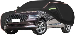 WOLWES Car Covers are Suitable for Genesis GV80 2021-2024 All-Weather Windproof, Snowproof, Rainproof, UV-Protected and Breathable All-Season Universal with Side Door Zip Oxford Cloth Car Covers (Col