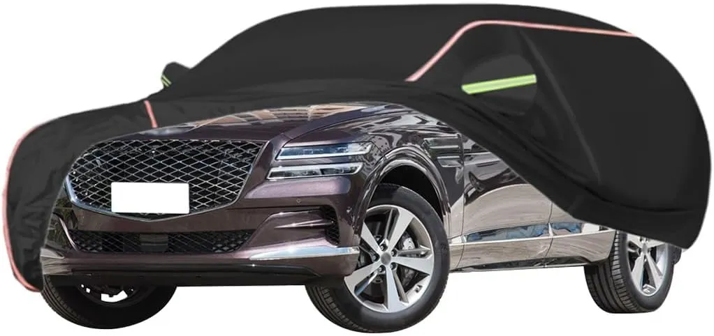 WOLWES Car Covers are Suitable for Genesis GV80 2021-2024 All-Weather Windproof, Snowproof, Rainproof, UV-Protected and Breathable All-Season Universal with Side Door Zip Oxford Cloth Car Covers (Col