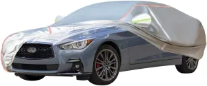 WOLWES Car Covers Are Suitable For Infiniti Q50/Q50 Hybrid 2014-2024 All-weather Windproof, Snowproof, Rainproof, UV-protected And Breathable All-season Universal With Side Door Zip Oxford Cloth Car C
