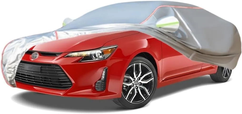 WOLWES Car Covers are Suitable for Scion tC 2005-2016 All-Weather Windproof, Snowproof, Rainproof, UV-Protected and Breathable All-Season Universal with Side Door Zip Oxford Cloth Car Covers (Color :