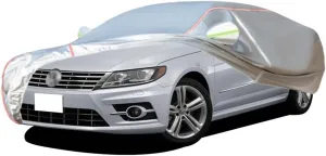 WOLWES Car Covers are Suitable for VW CC 2009-2017 All-Weather Windproof, Snowproof, Rainproof, UV-Protected and Breathable All-Season Universal with Side Door Zip Oxford Cloth Car Covers (Color : Wh