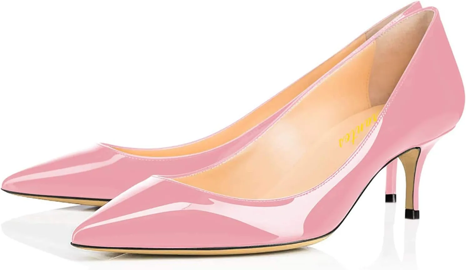 Women Fashion Pointed Toe Slip On Comfort Basic Kitten Heel Pumps Shoes