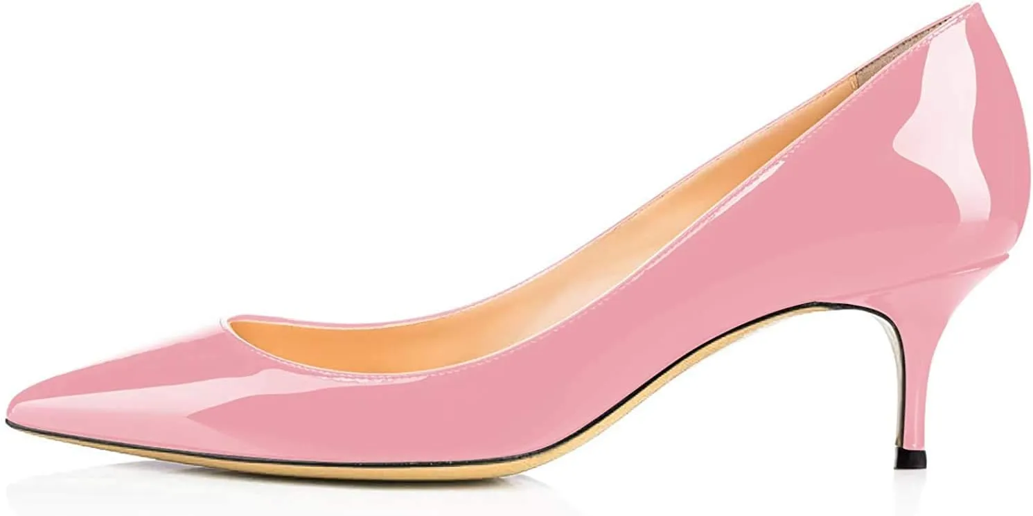 Women Fashion Pointed Toe Slip On Comfort Basic Kitten Heel Pumps Shoes