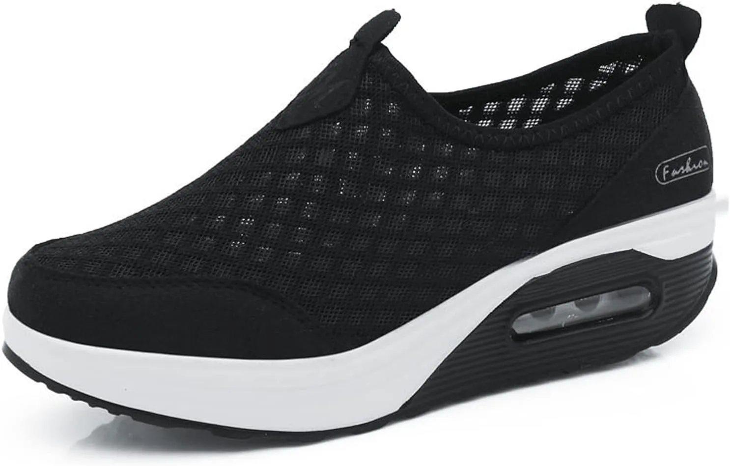 Women's Breathable Mesh Wedge Slip On Walking Sneakers,Non Slip Soft Sole Comfortable Arch Support Casual Running Shoes