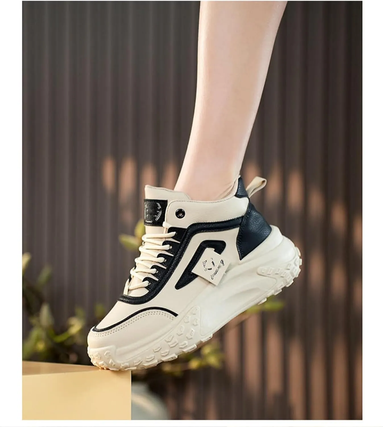 Women's High Top Chunky Sneakers Fashion Platform Non-Slip Walking Boots Comfortable Slip-On Running Shoes