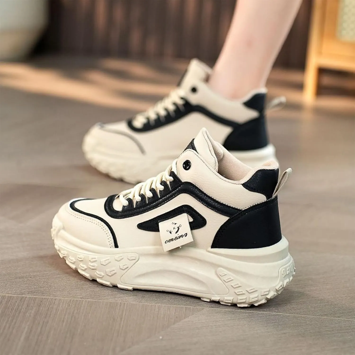 Women's High Top Chunky Sneakers Fashion Platform Non-Slip Walking Boots Comfortable Slip-On Running Shoes