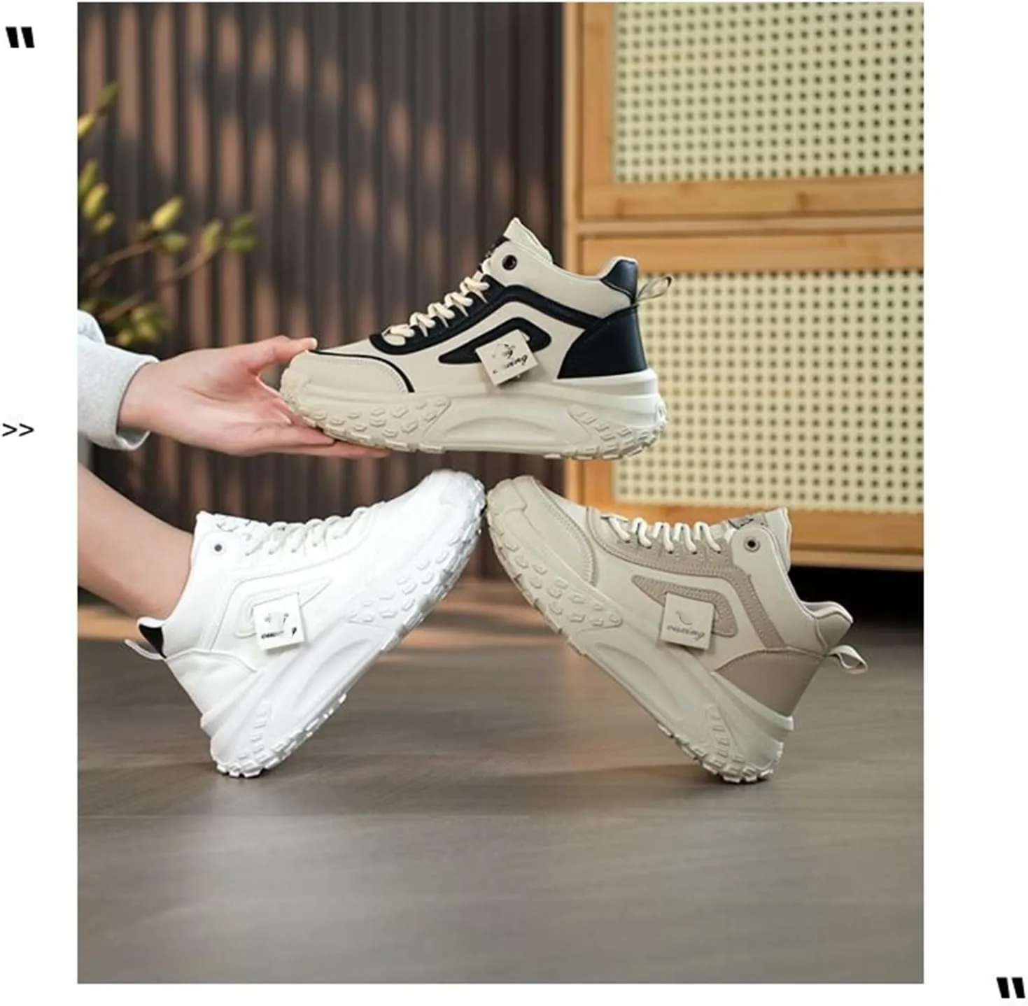 Women's High Top Chunky Sneakers Fashion Platform Non-Slip Walking Boots Comfortable Slip-On Running Shoes