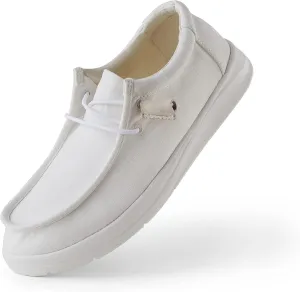 Women's Loafers Comfortable Slip On Shoes Lace-Up Sneakers Lightweight Arch Support Walking Non-Slip Canvas Casual Boat Shoes