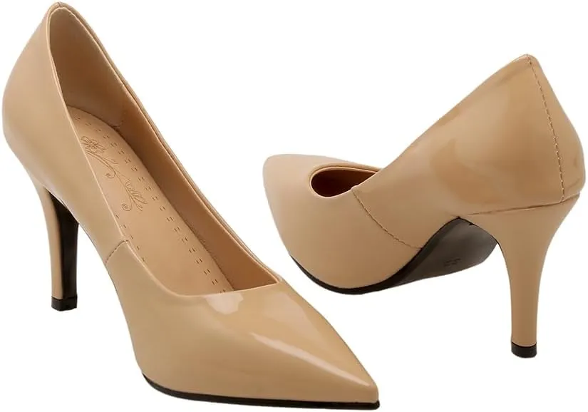 Women's Men's Pointed Toe Mid Heel Plus Size Slip On Wedding Dress Pumps Shoes
