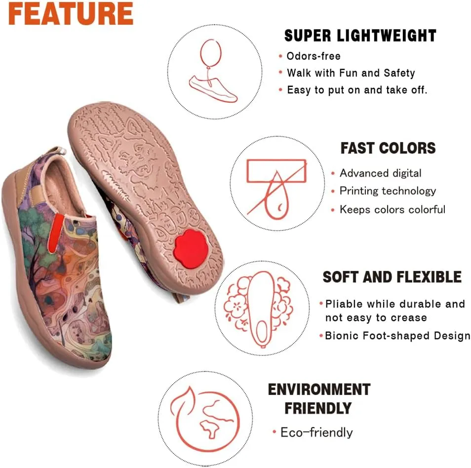 Women's Painted Travel Shoes Casual Slip On Comfortable Walking Loafers