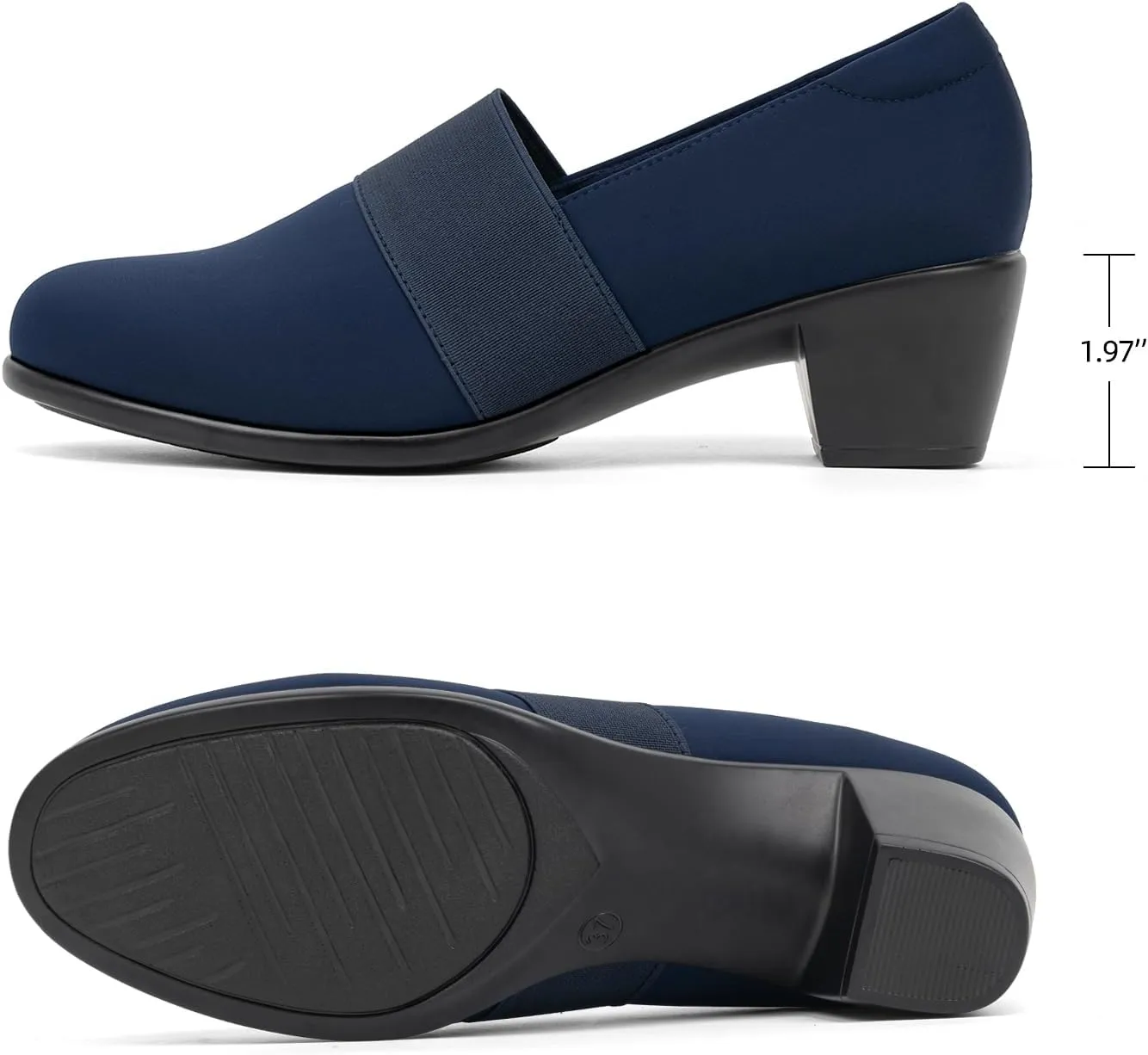 Women's Pumps Chunky Low Block Heel Slip-on Work Shoes Bunion Arch Support Comfortable Dressy Pumps