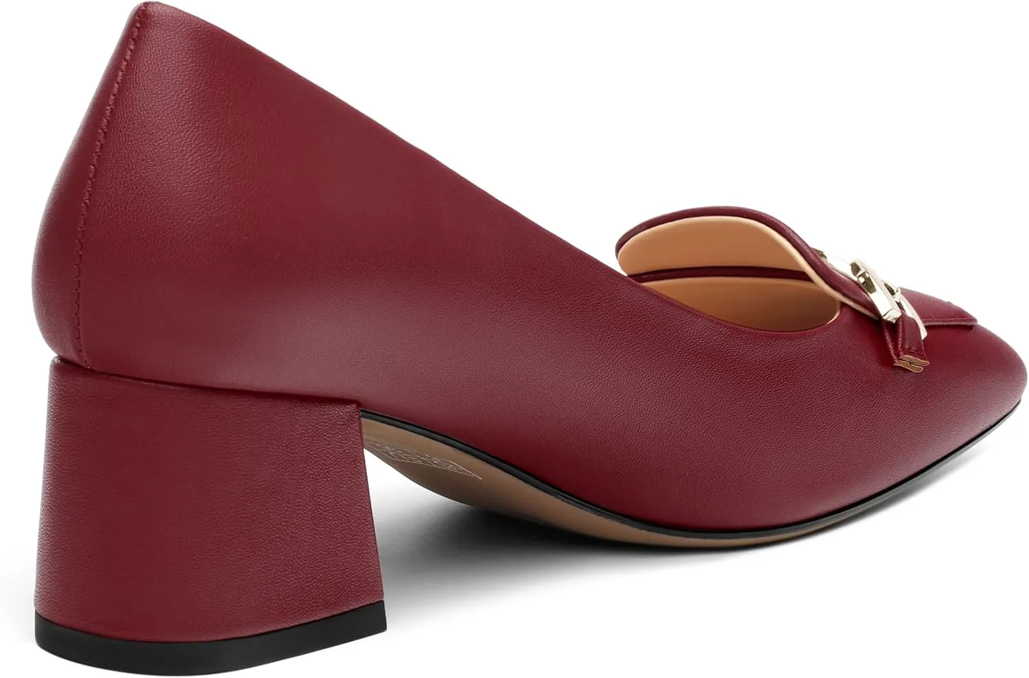 Women's Pumps Low Chunky Block Heel Square Toe Slip On Comfortable Dress Shoes for Work Office Casual