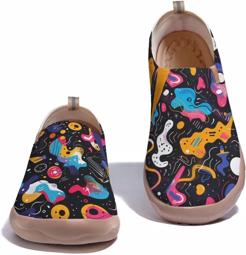 Women's Slip On Art Travel Shoes Lightweight Knit Sneaker Comfortable Walking Loafer Flat