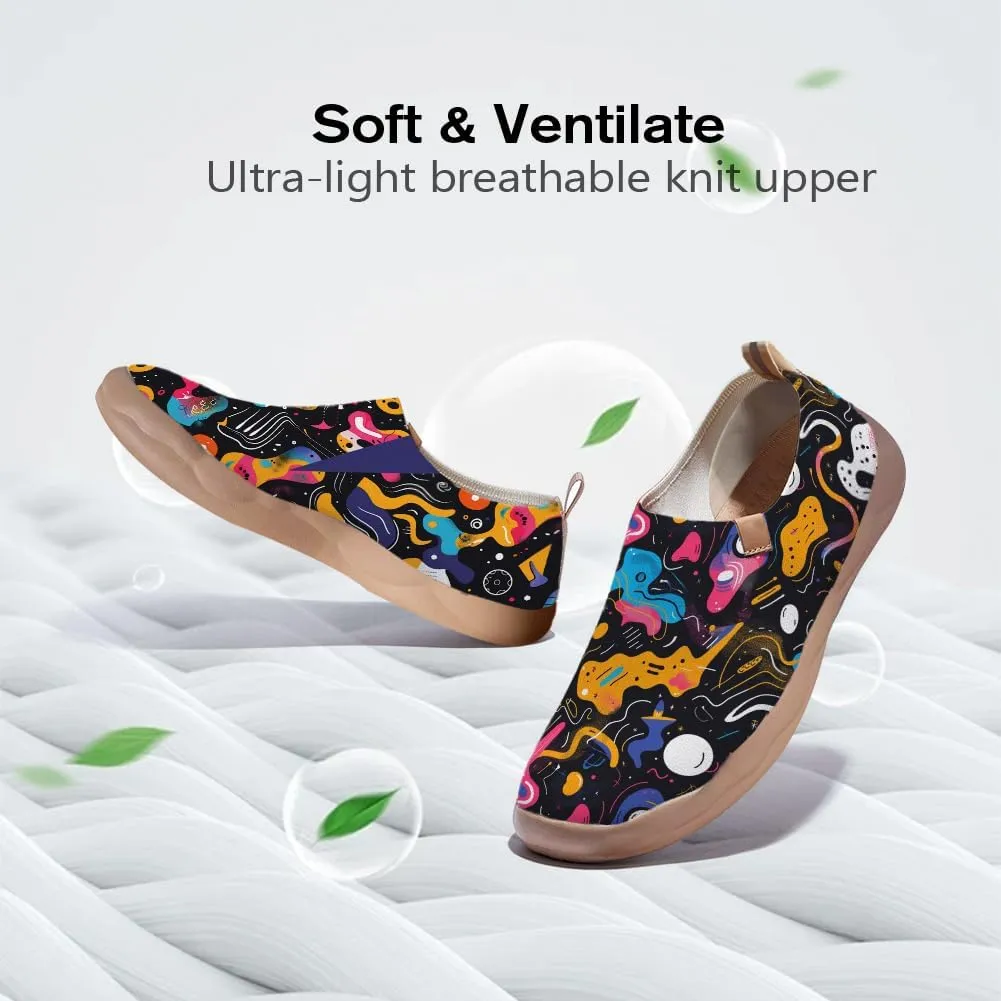 Women's Slip On Art Travel Shoes Lightweight Knit Sneaker Comfortable Walking Loafer Flat