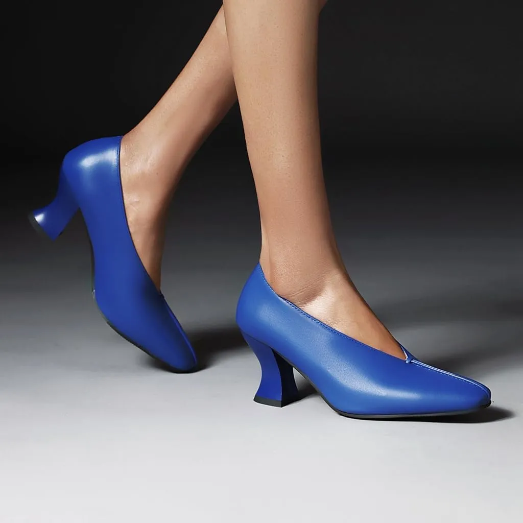 Women's Slip On Kitten Heels Pumps Shoes Comfortable Square Toe Work Office High Heeled Dress Shoe