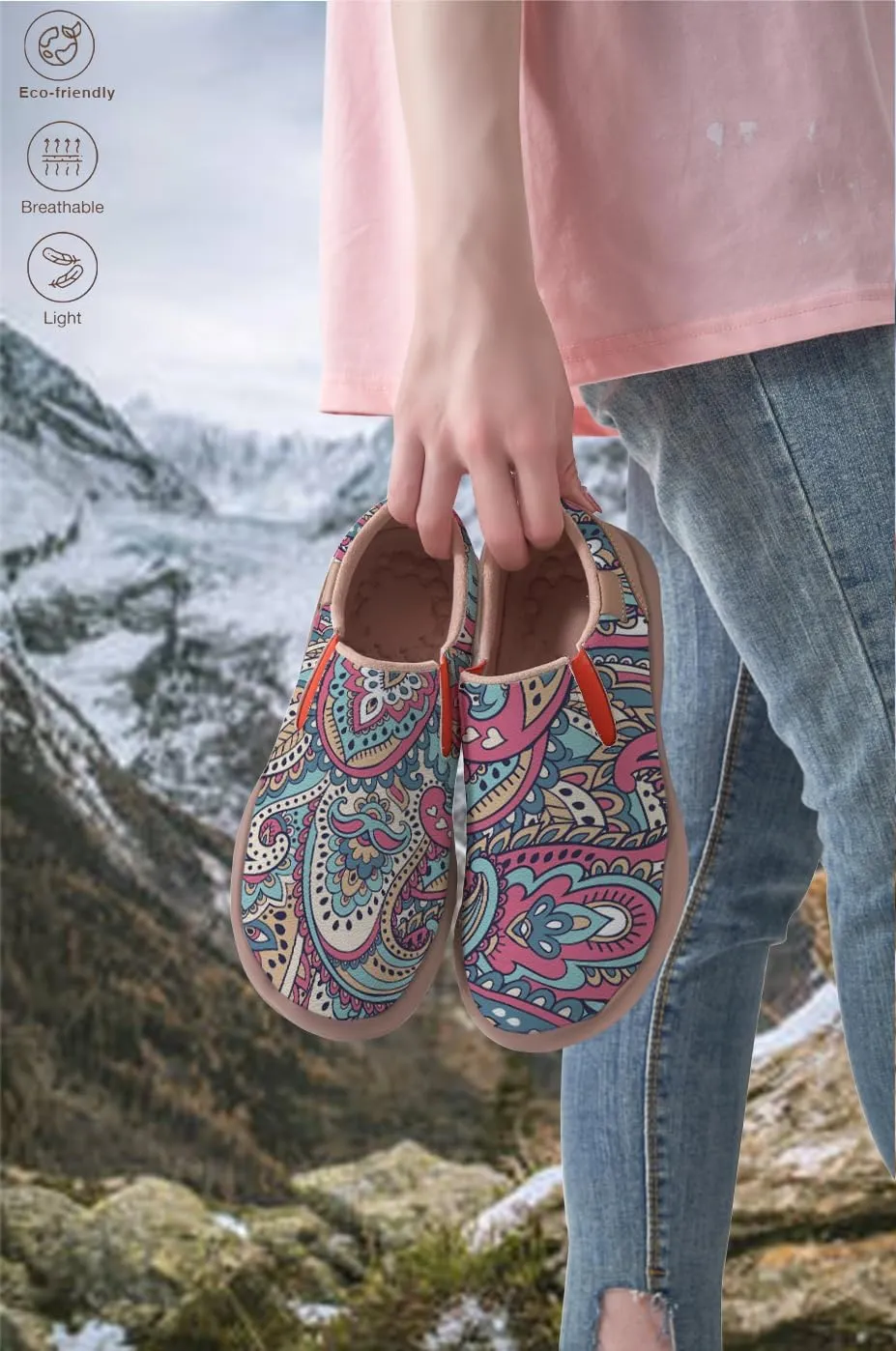 Womens Slip On Travel Shoes - Loafers Mandala Painted Sneakers Lightweight Comfortable Casual Walking Shoes