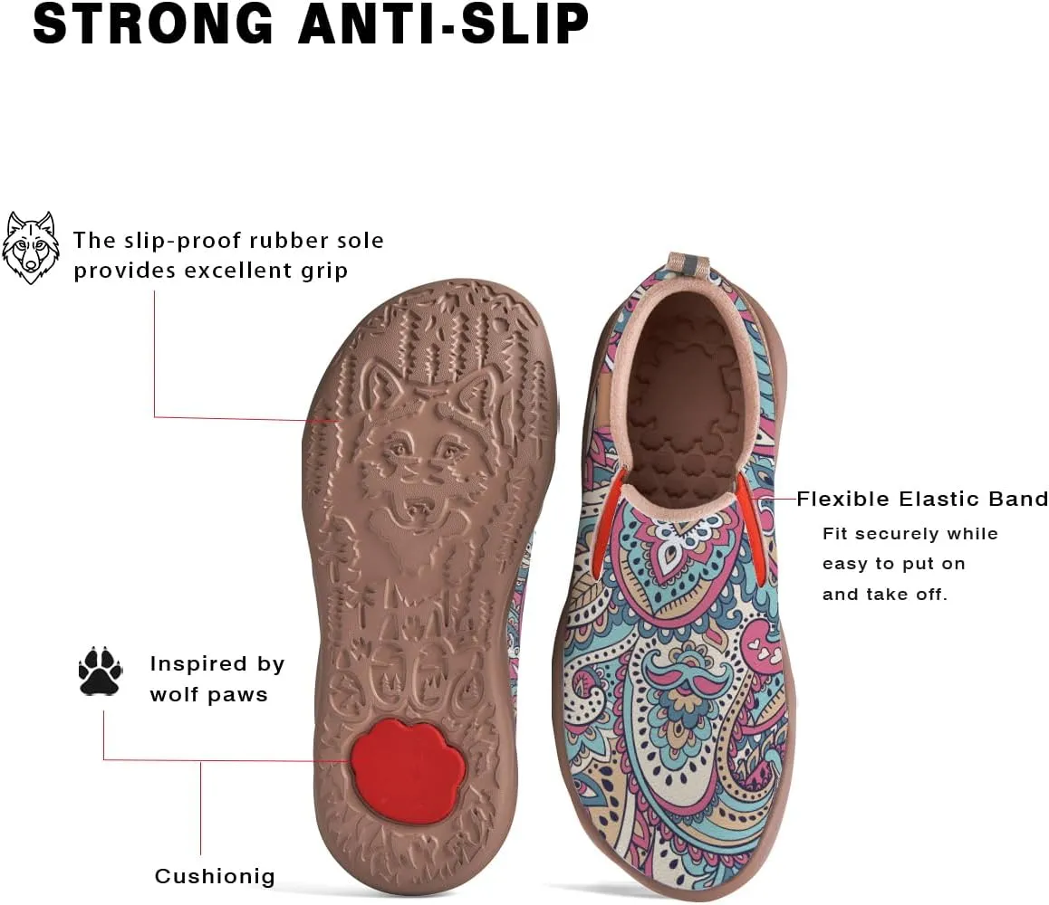 Womens Slip On Travel Shoes - Loafers Mandala Painted Sneakers Lightweight Comfortable Casual Walking Shoes