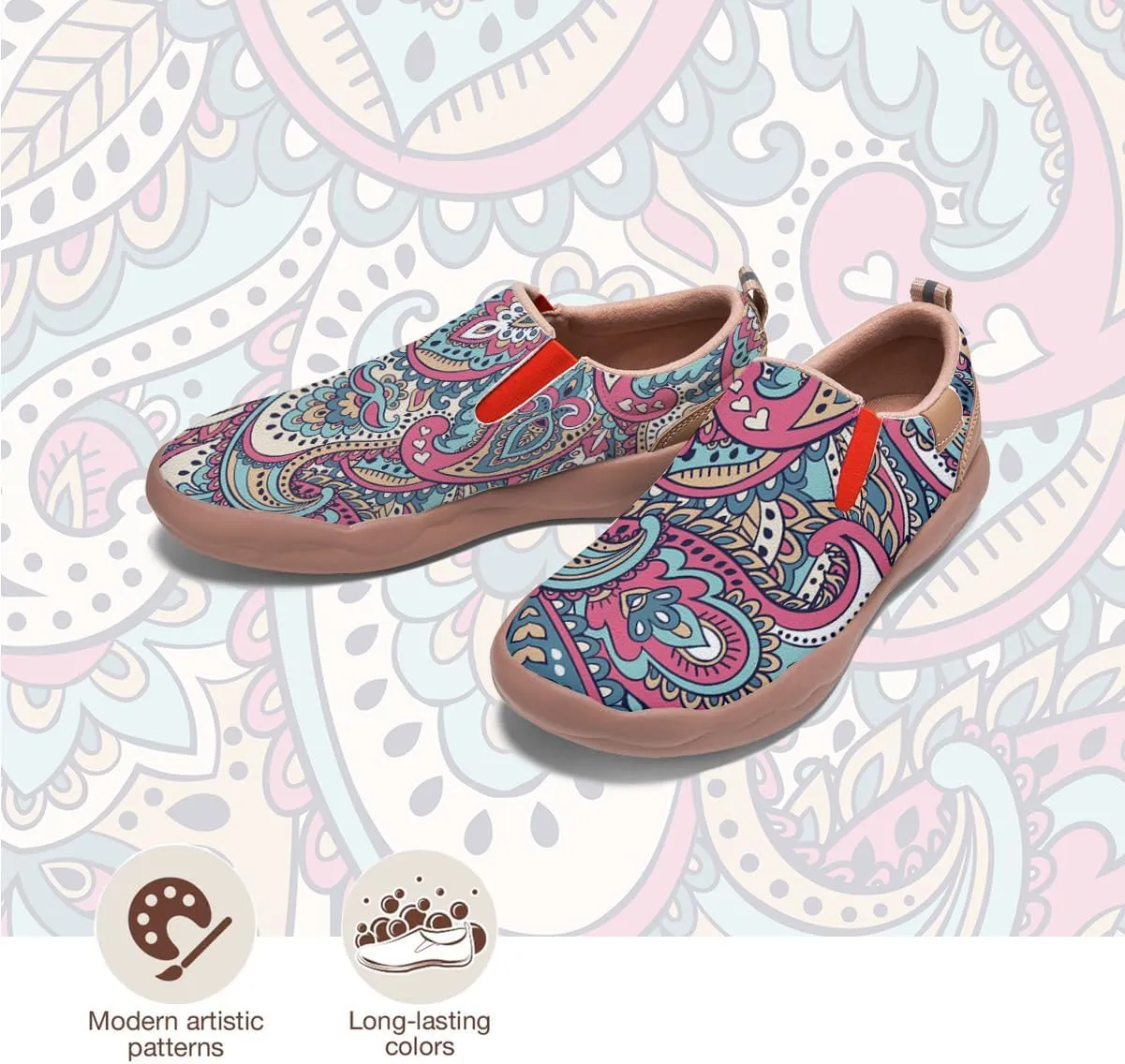Womens Slip On Travel Shoes - Loafers Mandala Painted Sneakers Lightweight Comfortable Casual Walking Shoes