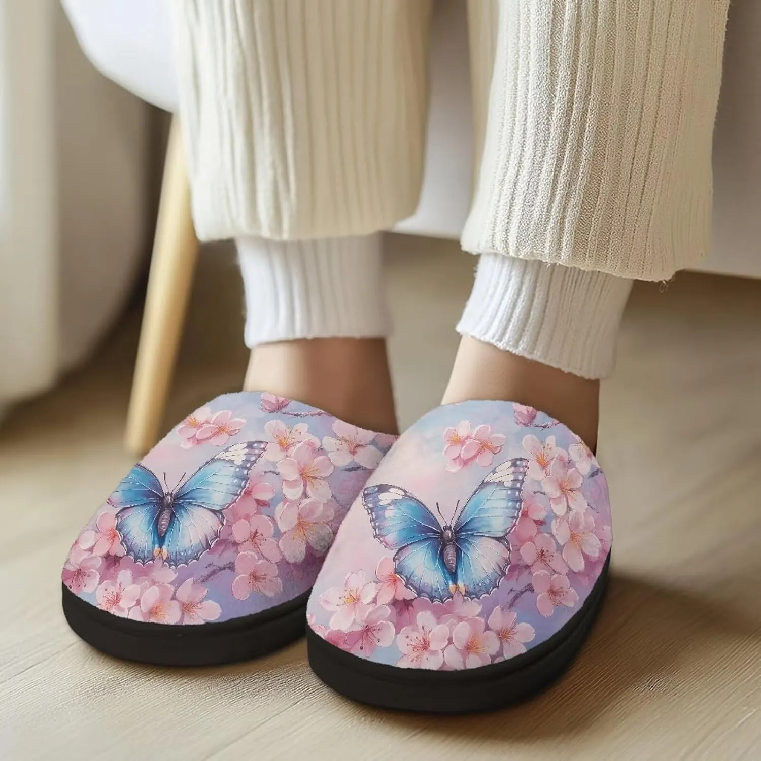 Womens Slippers Comfortable Non-slip Warm Fuzzy Slippers