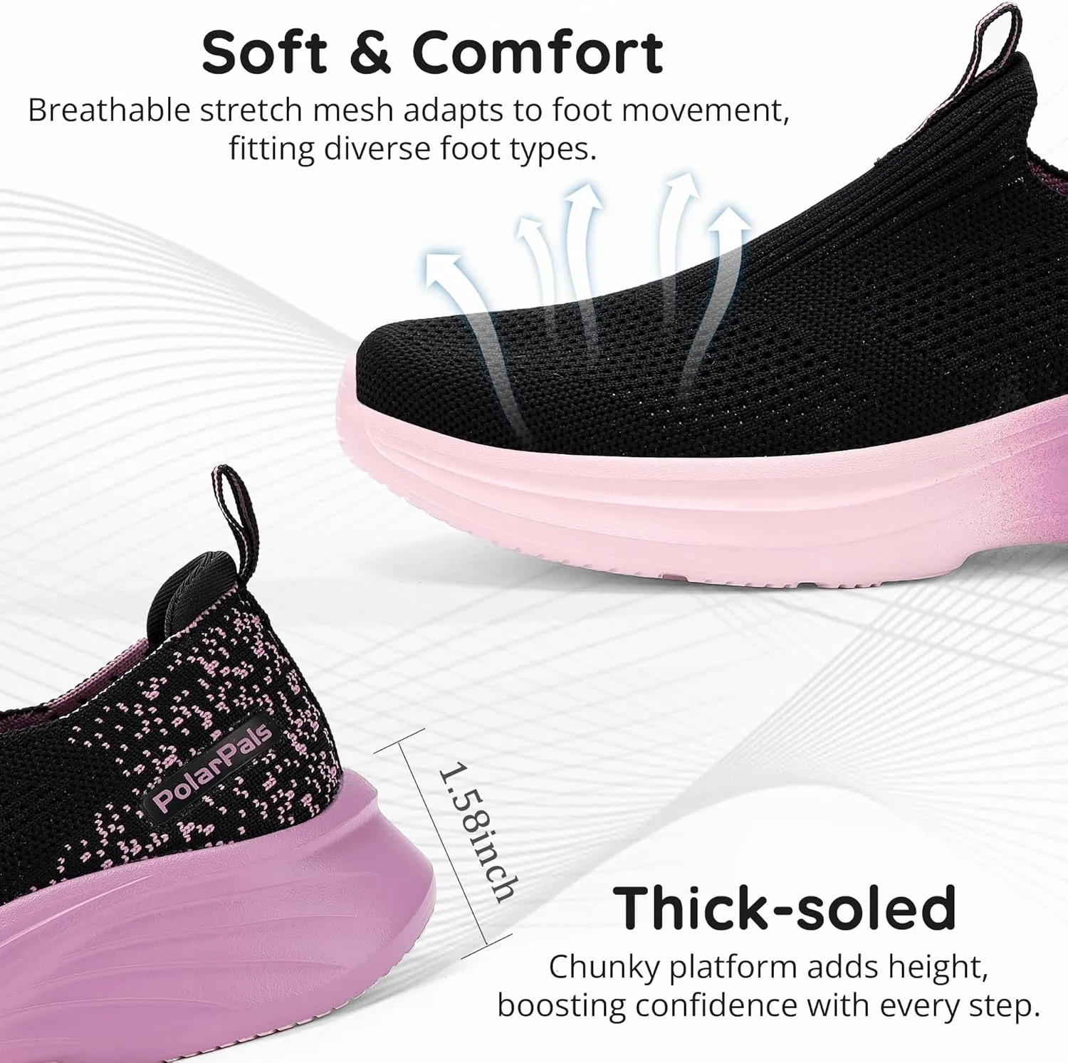Womens Walking Shoes Slip On Running Tennis Sneakers Comfortable Lightweigt Athletic Shoes
