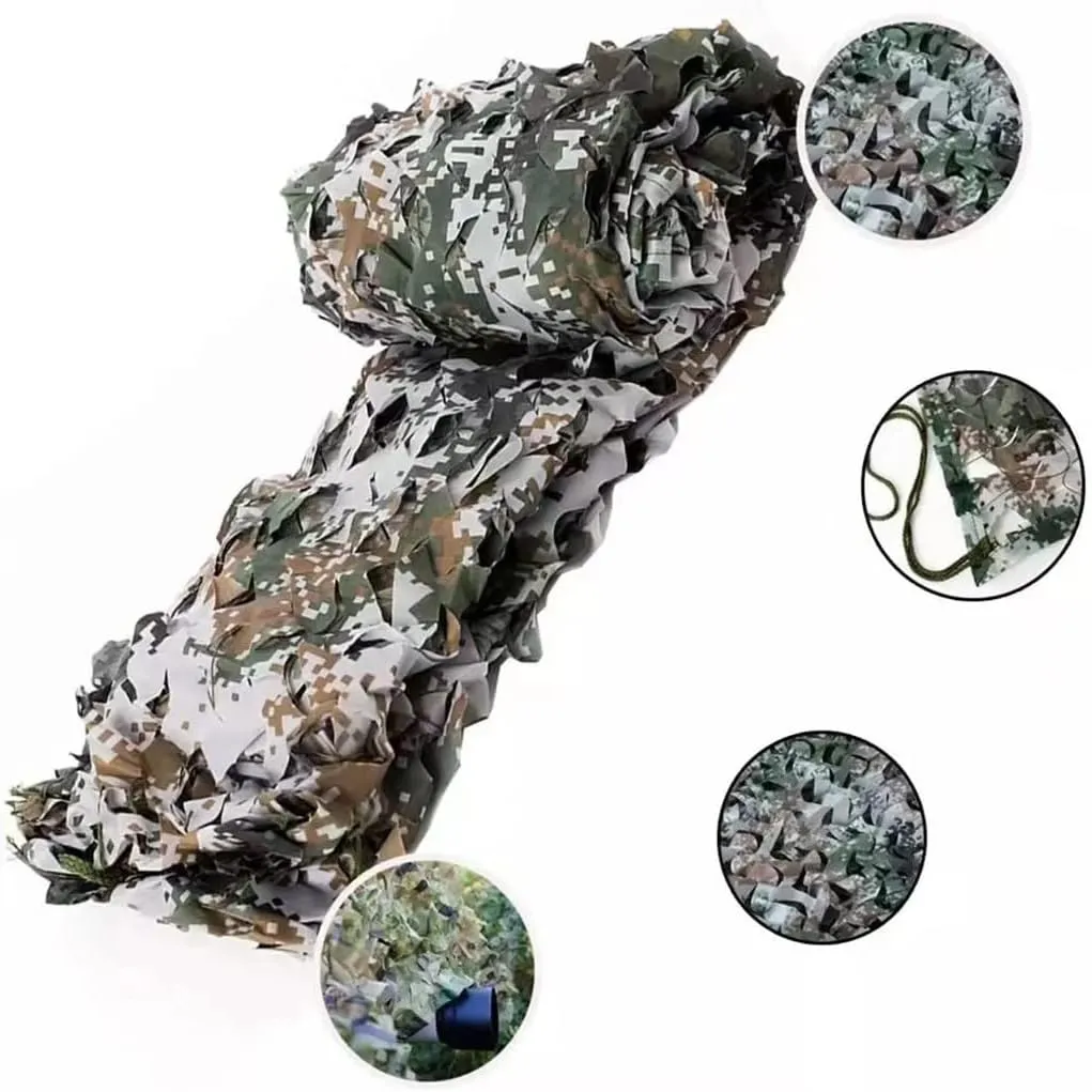 Woodland Camouflage Concealment Net - 210D Oxford Fabric Camo Net Camouflage Tarp Netting Sunshade Mesh, Fence Canopy Net with Nylon Mesh Net for Car-Covering Bird Watching 4x8m(13.1x26.2ft)