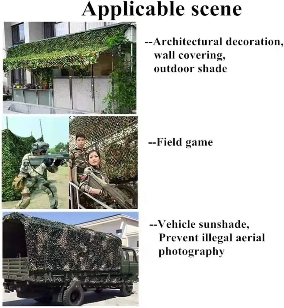 Woodland Camouflage Concealment Net - 210D Oxford Fabric Camo Net Camouflage Tarp Netting Sunshade Mesh, Fence Canopy Net with Nylon Mesh Net for Car-Covering Bird Watching 4x8m(13.1x26.2ft)