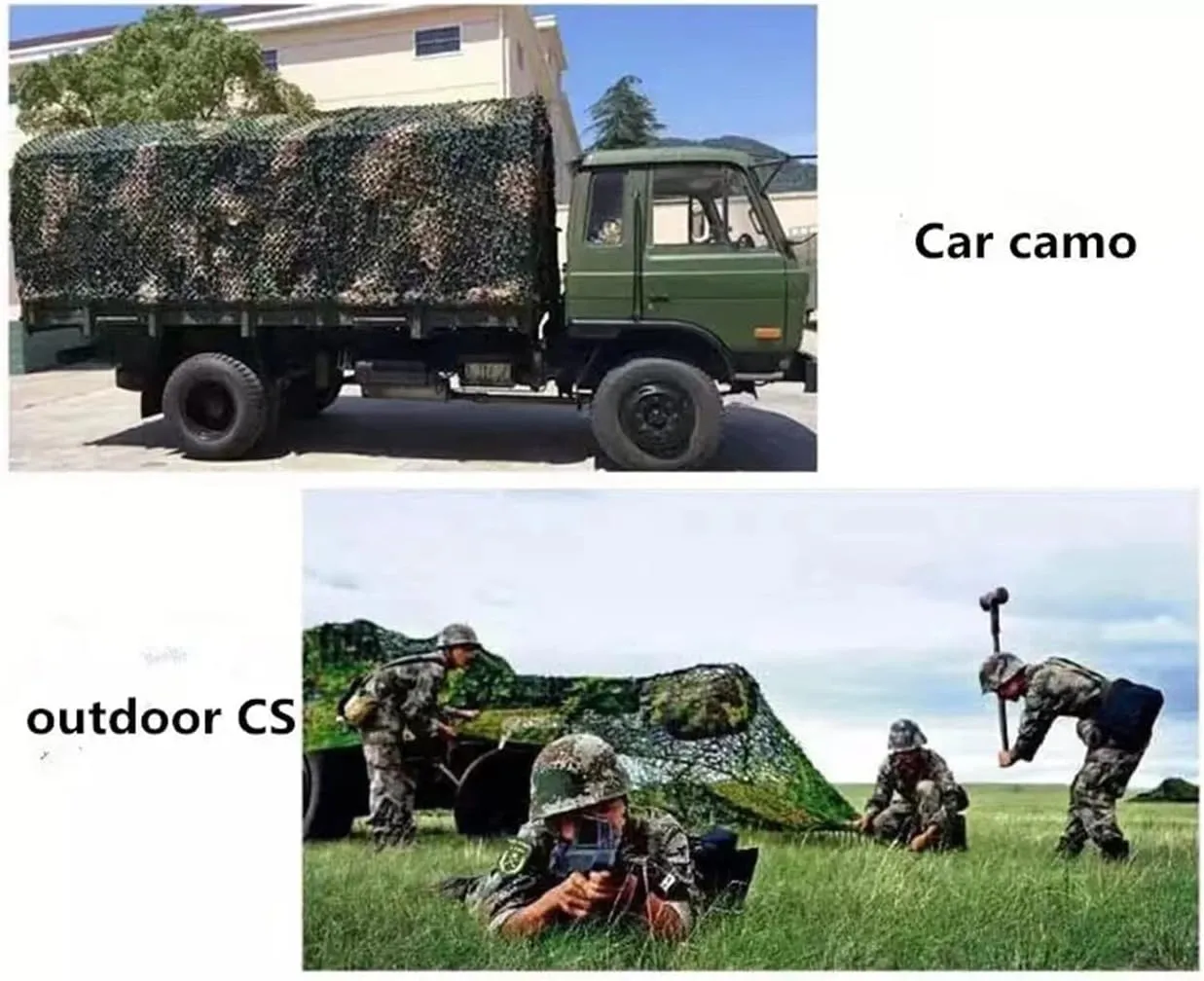 Woodland Camouflage Concealment Net - 210D Oxford Fabric Camo Net Camouflage Tarp Netting Sunshade Mesh, Fence Canopy Net with Nylon Mesh Net for Car-Covering Bird Watching 4x8m(13.1x26.2ft)