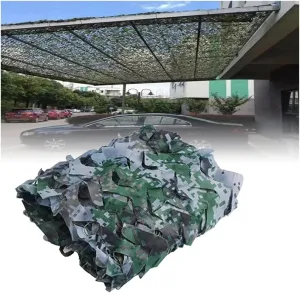 Woodland Camouflage Concealment Net - 210D Oxford Fabric Camo Net Camouflage Tarp Netting Sunshade Mesh, Fence Canopy Net with Nylon Mesh Net for Car-Covering Bird Watching 4x8m(13.1x26.2ft)