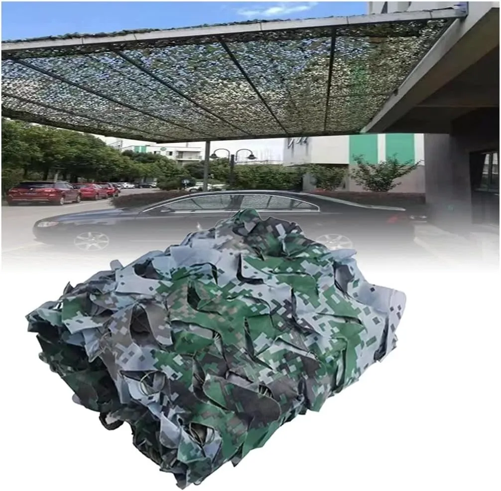 Woodland Camouflage Concealment Net - 210D Oxford Fabric Camo Net Camouflage Tarp Netting Sunshade Mesh, Fence Canopy Net with Nylon Mesh Net for Car-Covering Bird Watching 4x8m(13.1x26.2ft)