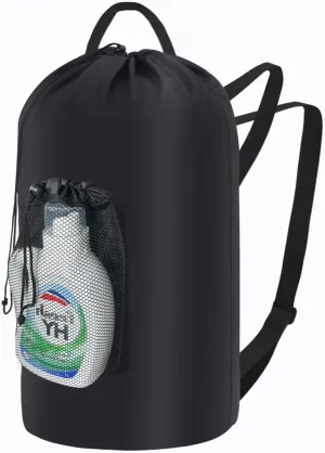 WOOHA 95L Backpack Travel Laundry Bag with Shoulder Straps and Mesh - Durable Polyester Laundry Hampers for Travel, Apartments, Laundromats and Universities (Black)