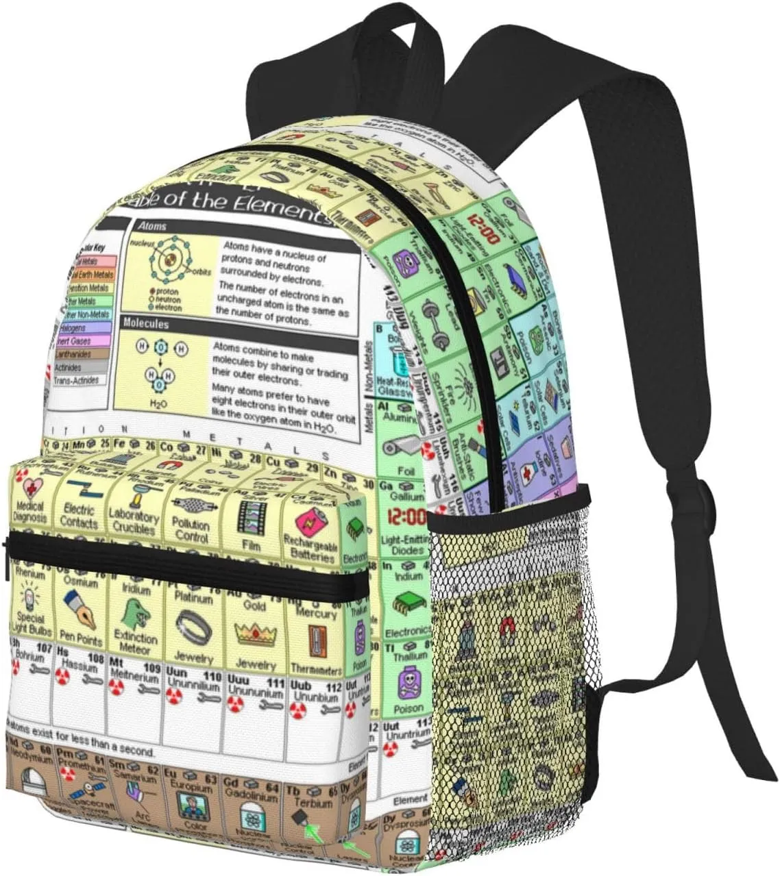 Wurton Periodic Table Of Elements Print Unisex Backpack Trendy,Durable Travel Bag Sports Beach Backpack Lightweight Backpack