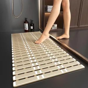 XIYUNTE Shower Mat Non Slip Bathtub Mat - 36 x 16 Inch Anti Slip Shower Mat, Anti Slip Bath Mat for Tub Non Slip, Rubber Bath Mat with Suction Cups and Drain Holes, Easy to Cut, Brown