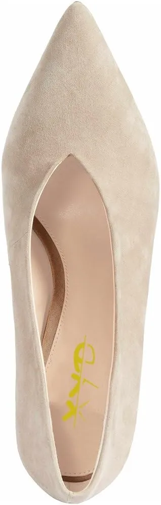 XYD Women's Fashion Suede High Heel Pumps Pointed Toe V Cut Slip On Dress Shoes