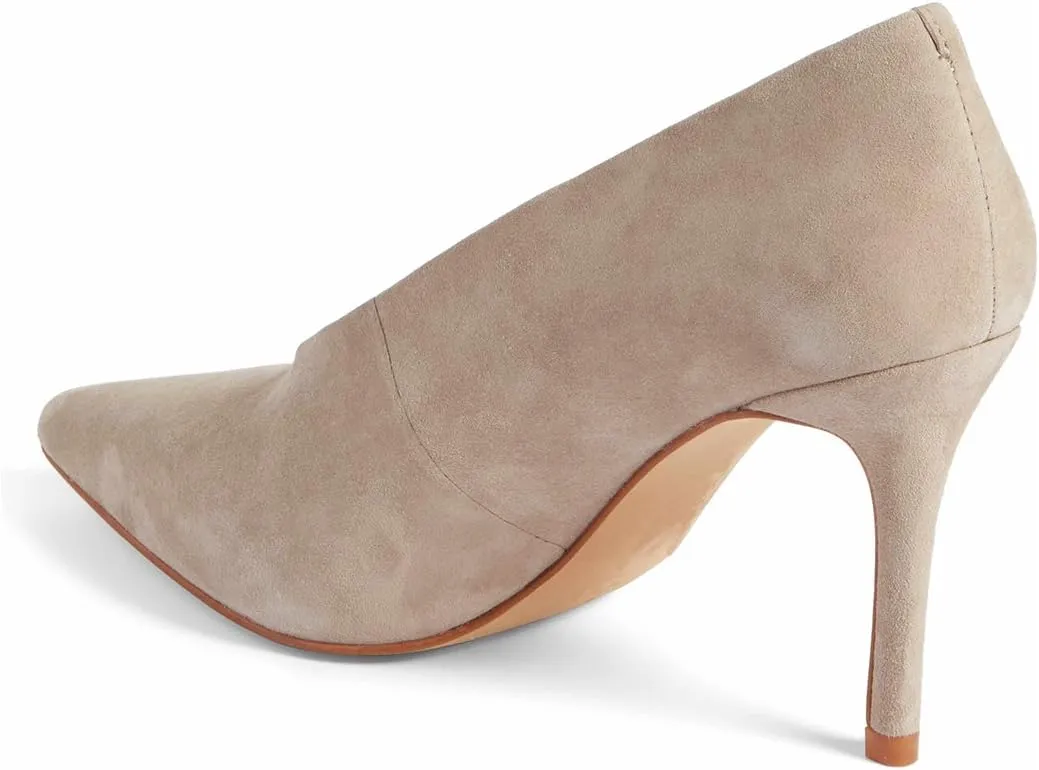 XYD Women's Fashion Suede High Heel Pumps Pointed Toe V Cut Slip On Dress Shoes