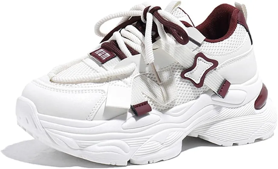 YAXE Women’s Platform Low Top Lace-up Chunky Walking Sneaker